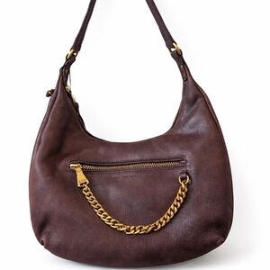 Aimee Kestenberg Dark Burgundy Leather Hobo Bag with Gold Chain